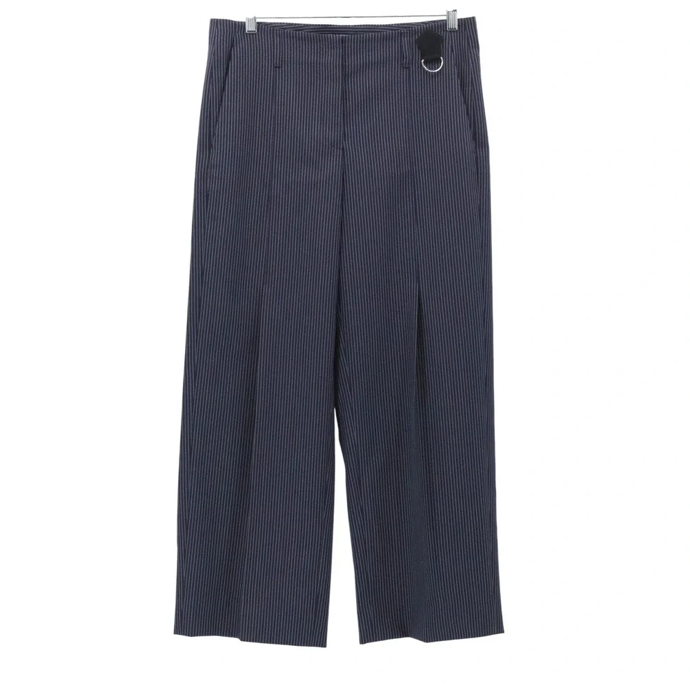 Tory Burch Crepe‎ Tailored Pants Relaxed Fit Navy Pinstripe Size 8